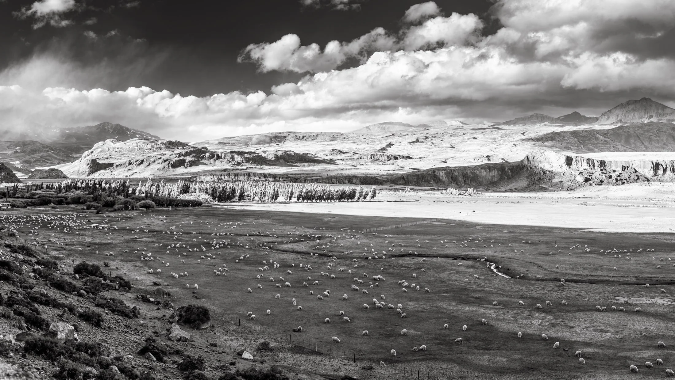 Black and white landscape photograph
