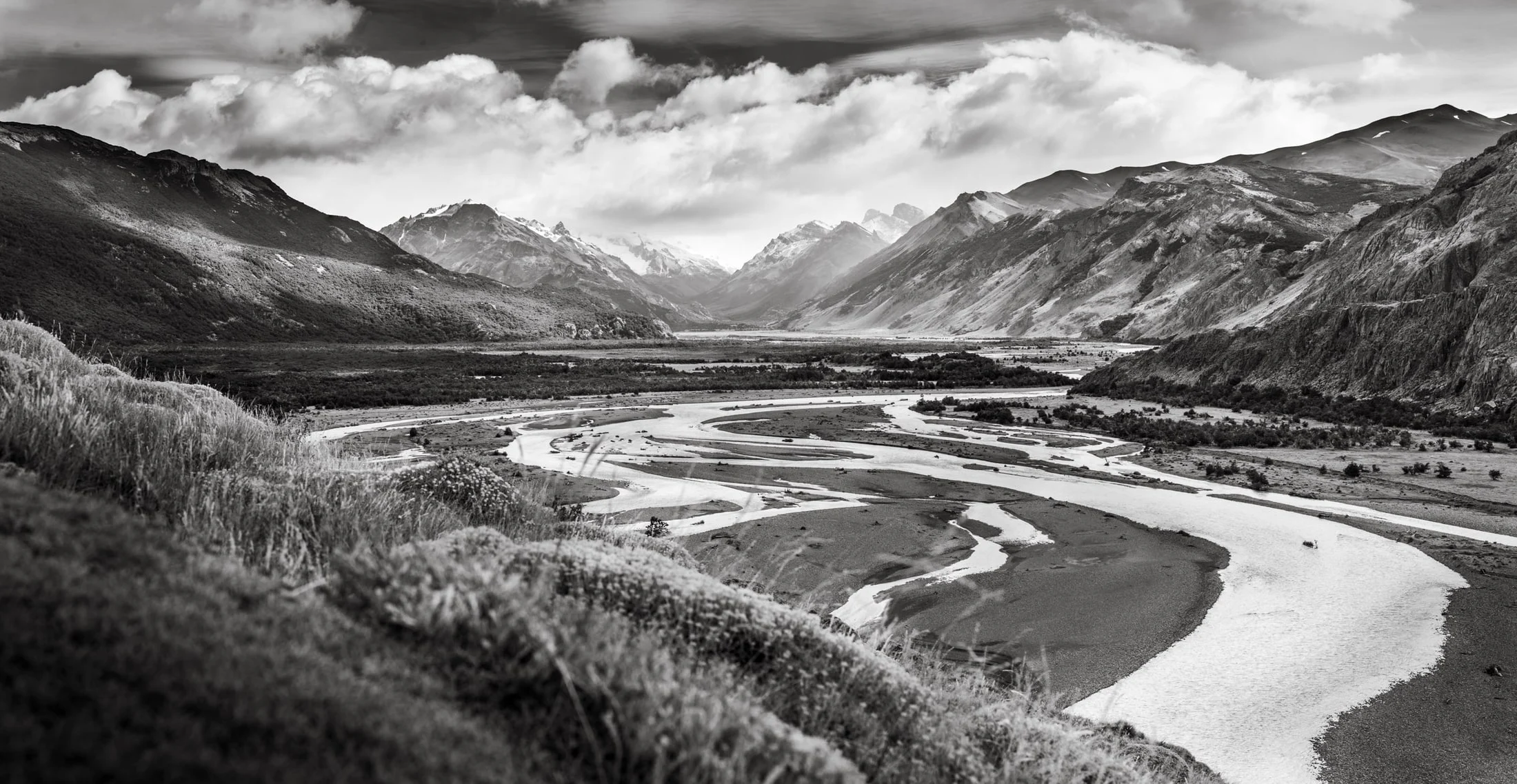 Black and white landscape photograph
